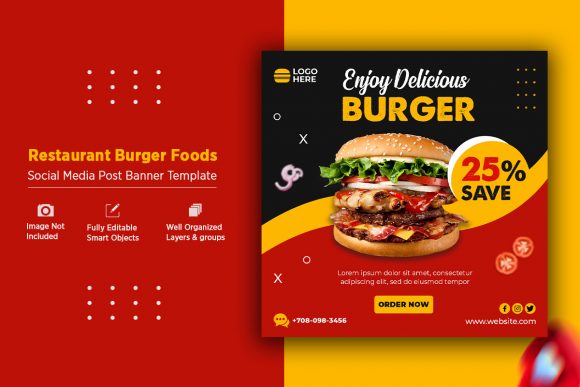 Evaluating the Burger Social Banner Design Template for Effective Food Marketing